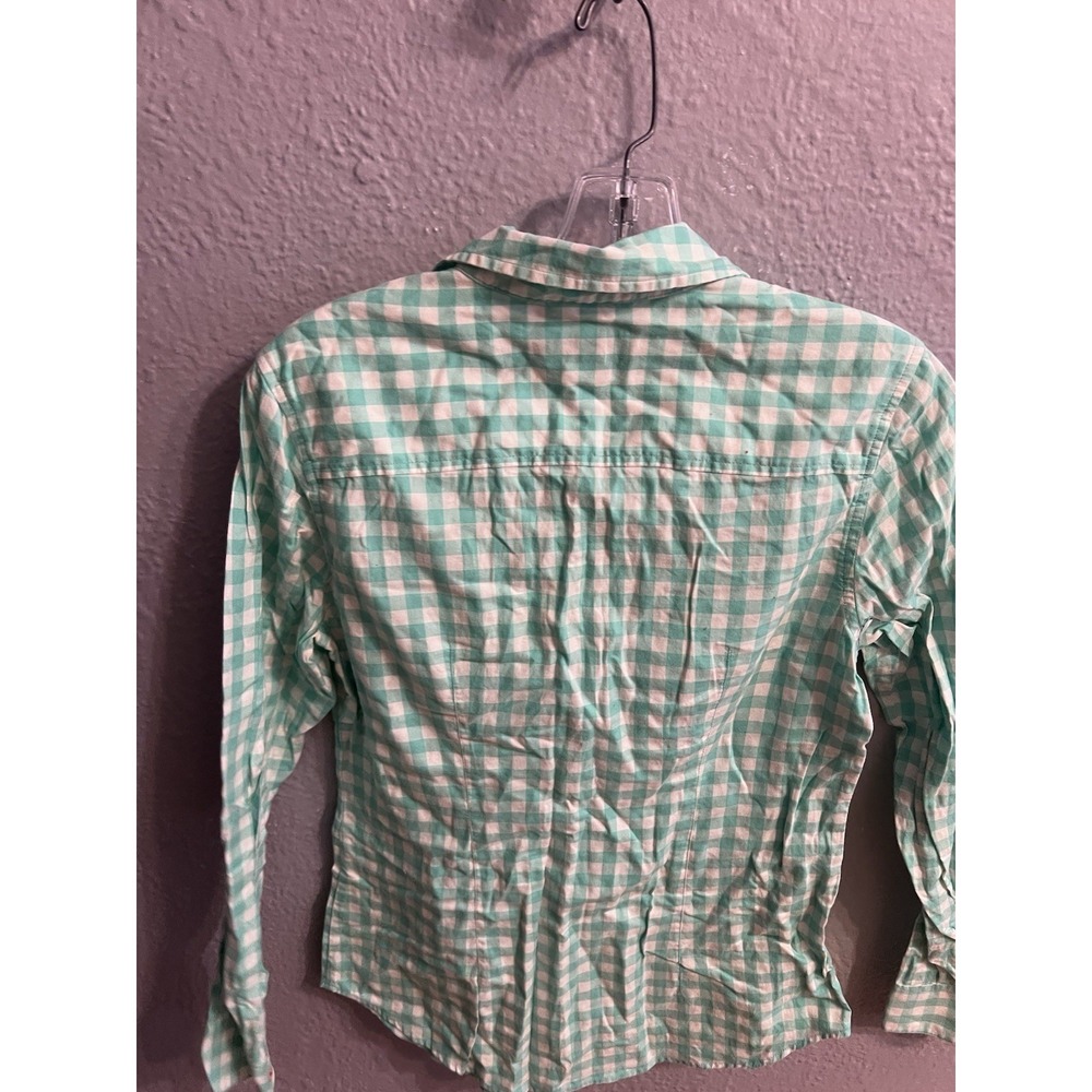 Vineyard Vines Women's Button Up  Shirt Size 4 Teal & White Plaid - Picture 5 of 6